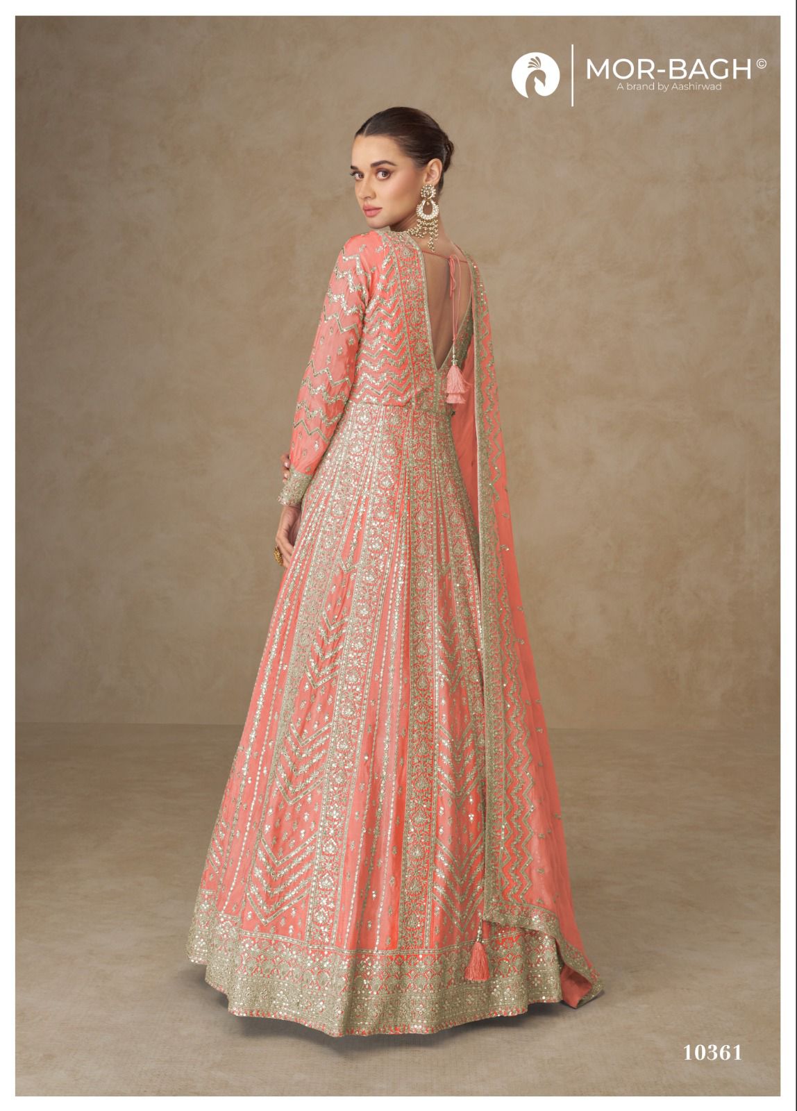 Anarkali Mor Bagh Chinnon Silk Gown Dupatta Set Supplier Ahmedabad  Kavya  Style Plus