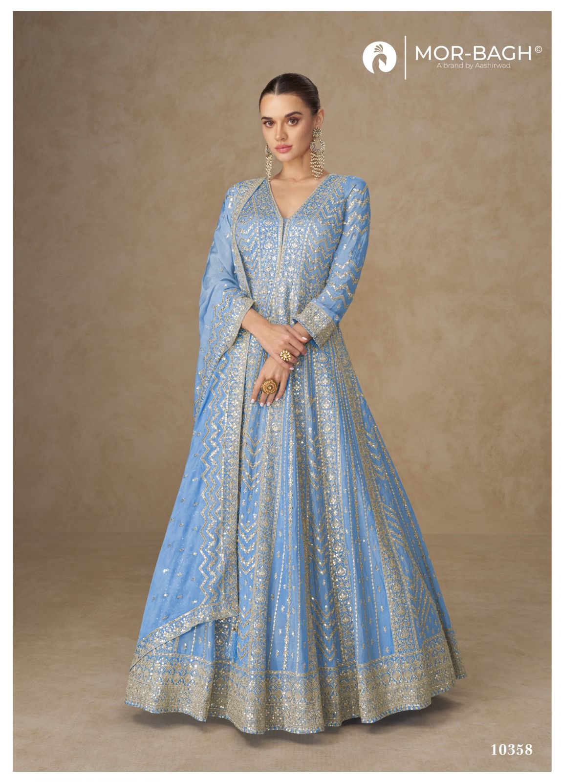 Anarkali Mor Bagh Chinnon Silk Gown Dupatta Set Supplier Ahmedabad