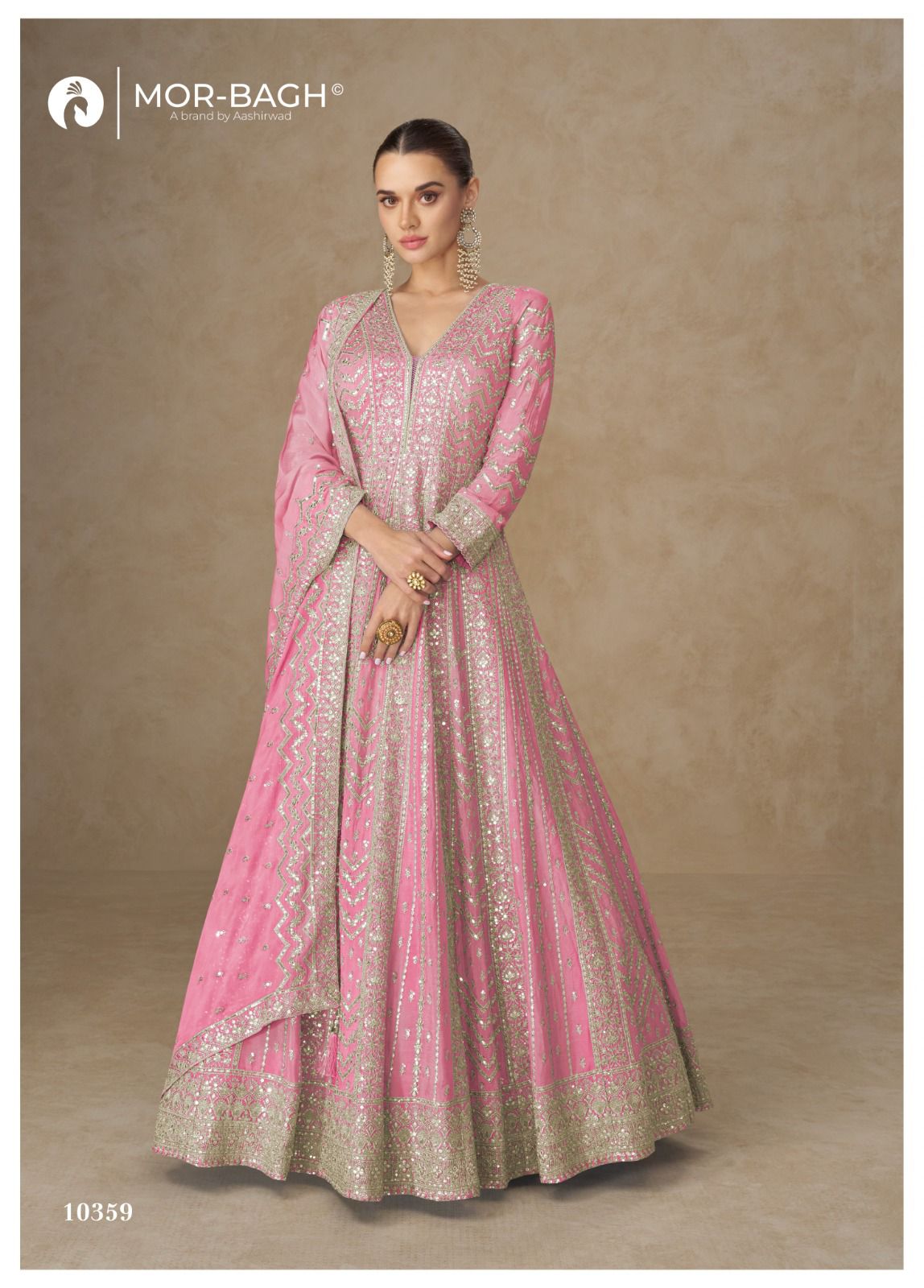 Anarkali Mor Bagh Chinnon Silk Gown Dupatta Set Supplier Ahmedabad