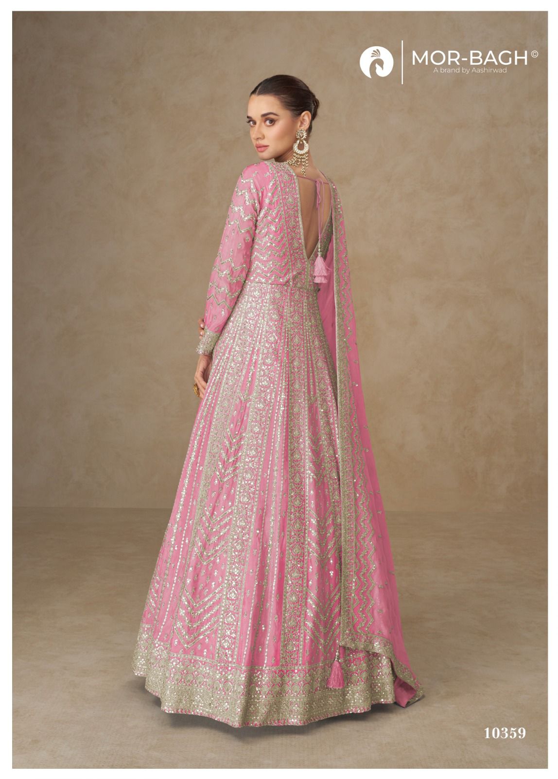 Anarkali Mor Bagh Chinnon Silk Gown Dupatta Set Supplier Ahmedabad