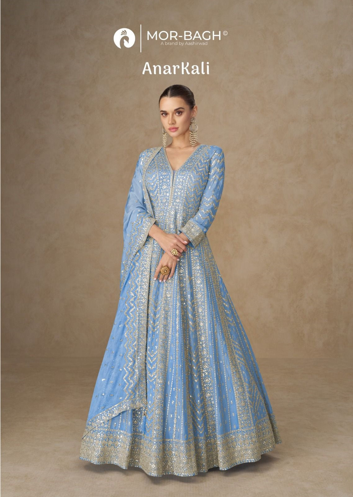 Anarkali Mor Bagh Chinnon Silk Gown Dupatta Set Supplier Ahmedabad