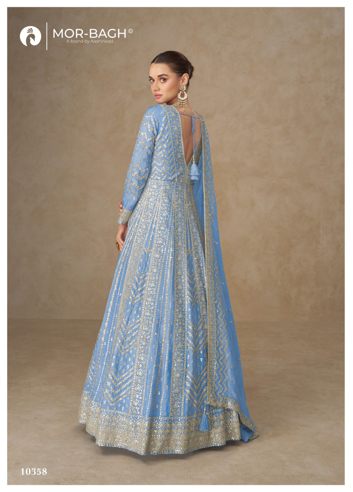Anarkali Mor Bagh Chinnon Silk Gown Dupatta Set Supplier Ahmedabad