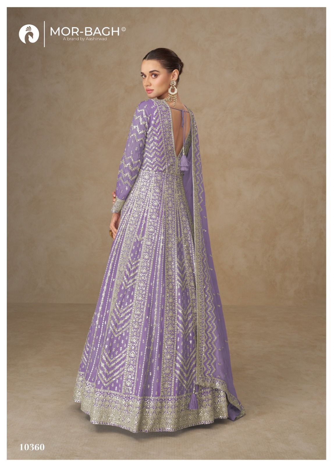 Anarkali Mor Bagh Chinnon Silk Gown Dupatta Set Supplier Ahmedabad