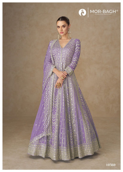 Anarkali Mor Bagh Chinnon Silk Gown Dupatta Set Supplier Ahmedabad