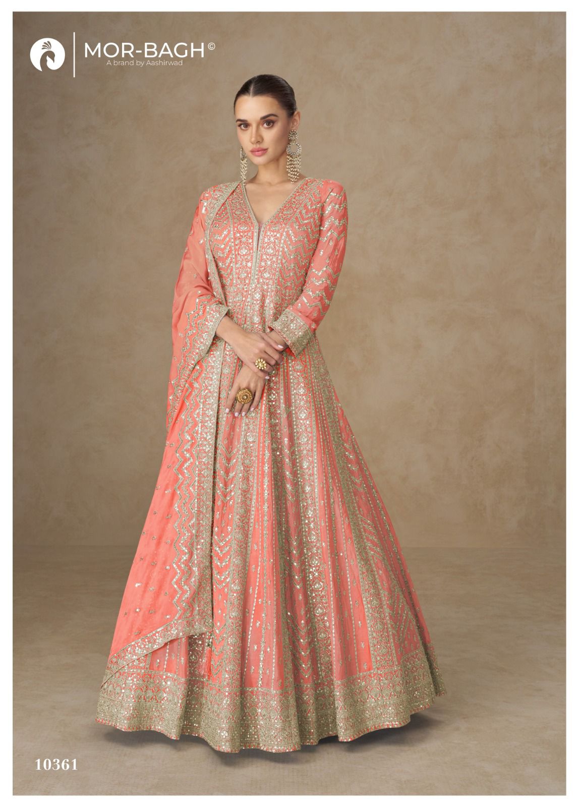 Anarkali Mor Bagh Chinnon Silk Gown Dupatta Set Supplier Ahmedabad
