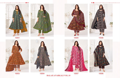 Anarkali Vol 10 Balaji Readymade Cotton Pant Suits Wholesale Rate