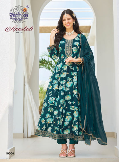 Anarkali Vol 10 Radhika Lifestyle Reyon Readymade Pant Style Suits Manufacturer India