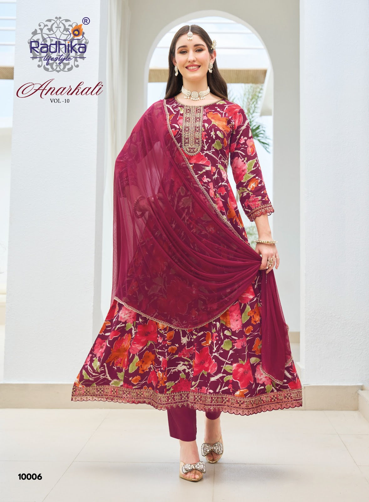 Anarkali Vol 10 Radhika Lifestyle Reyon Readymade Pant Style Suits Manufacturer India