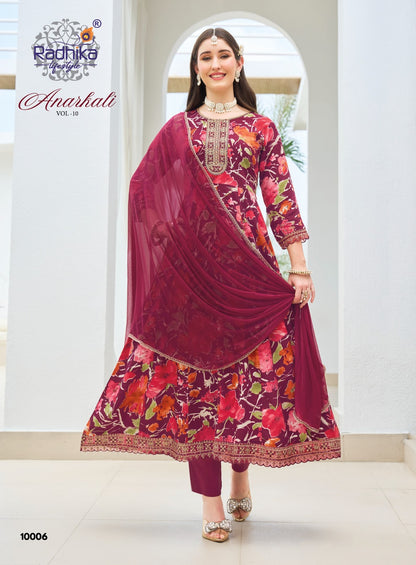 Anarkali Vol 10 Radhika Lifestyle Reyon Readymade Pant Style Suits Manufacturer India