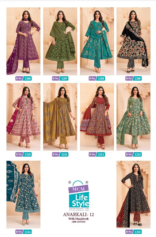 Anarkali Vol 12 Mcm Lifestyle Readymade Cotton Pant Suits Wholesale Rate
