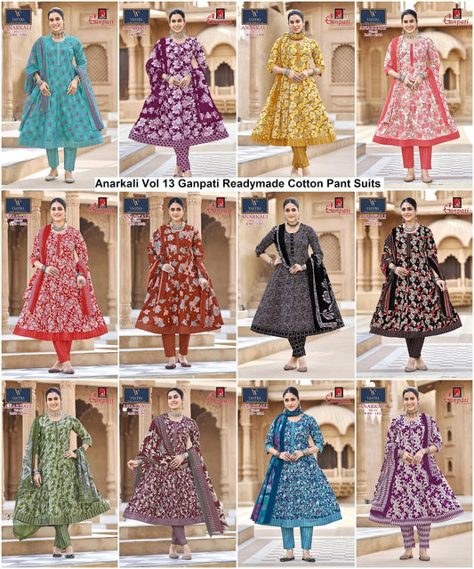 Anarkali Vol 13 Ganpati Readymade Cotton Pant Suits Supplier Gujarat