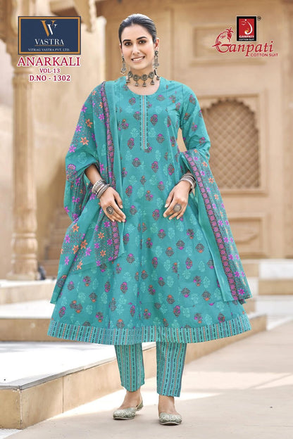 Anarkali Vol 13 Ganpati Readymade Cotton Pant Suits Supplier Gujarat