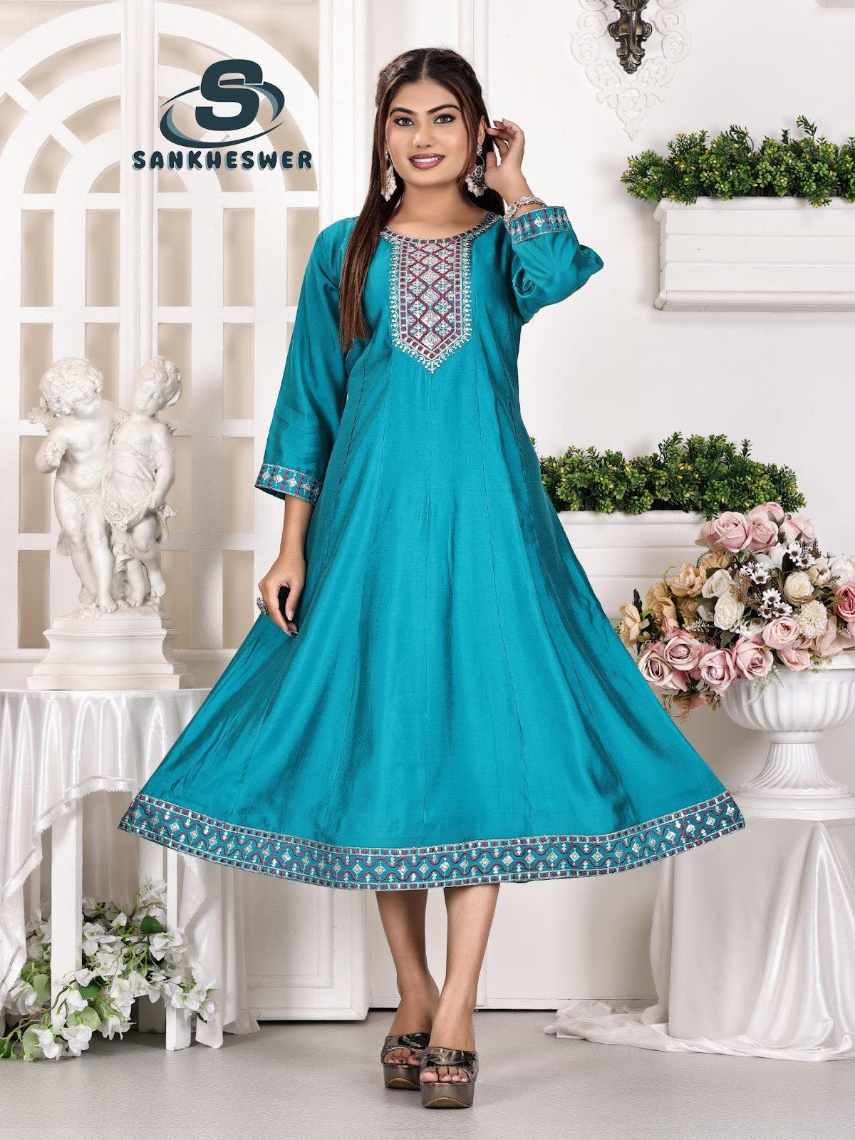 Anarkali Vol 1 Sankheswer Roman Silk Kurtis Exporter India