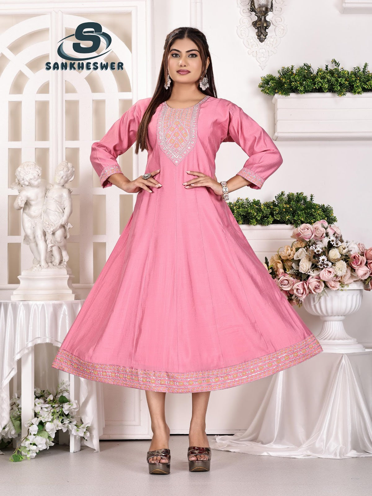 Anarkali Vol 1 Sankheswer Roman Silk Kurtis Exporter India