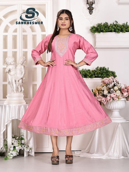 Anarkali Vol 1 Sankheswer Roman Silk Kurtis Exporter India