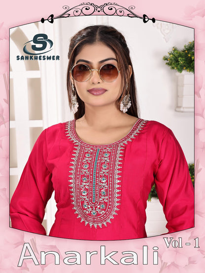 Anarkali Vol 1 Sankheswer Roman Silk Kurtis Exporter India