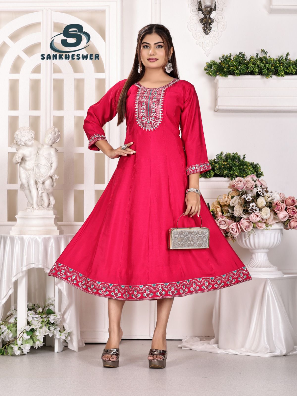Anarkali Vol 1 Sankheswer Roman Silk Kurtis Exporter India