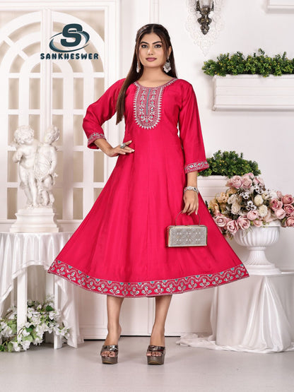 Anarkali Vol 1 Sankheswer Roman Silk Kurtis Exporter India