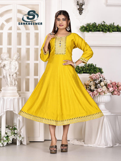 Anarkali Vol 1 Sankheswer Roman Silk Kurtis Exporter India