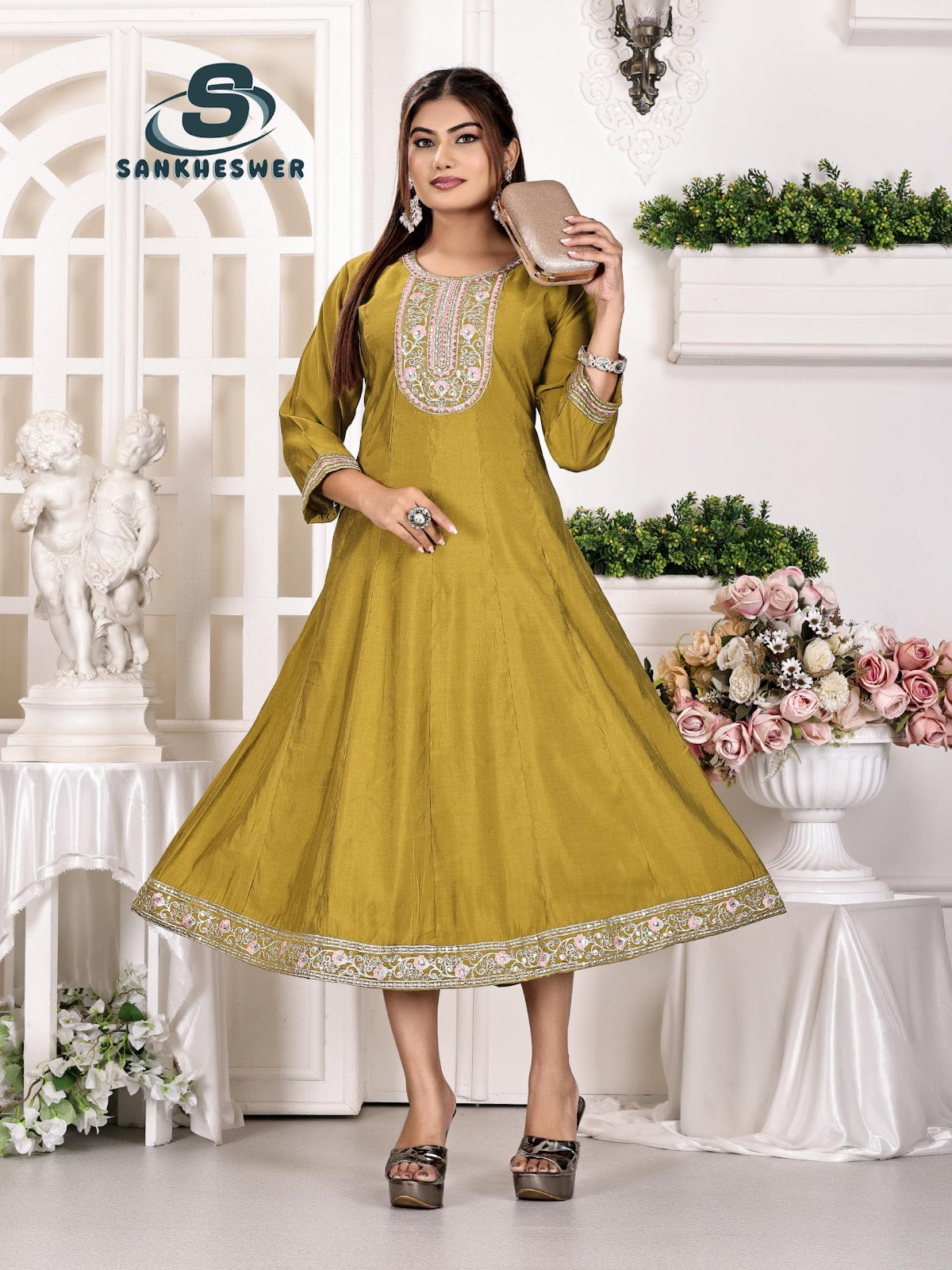 Anarkali Vol 1 Sankheswer Roman Silk Kurtis Exporter India