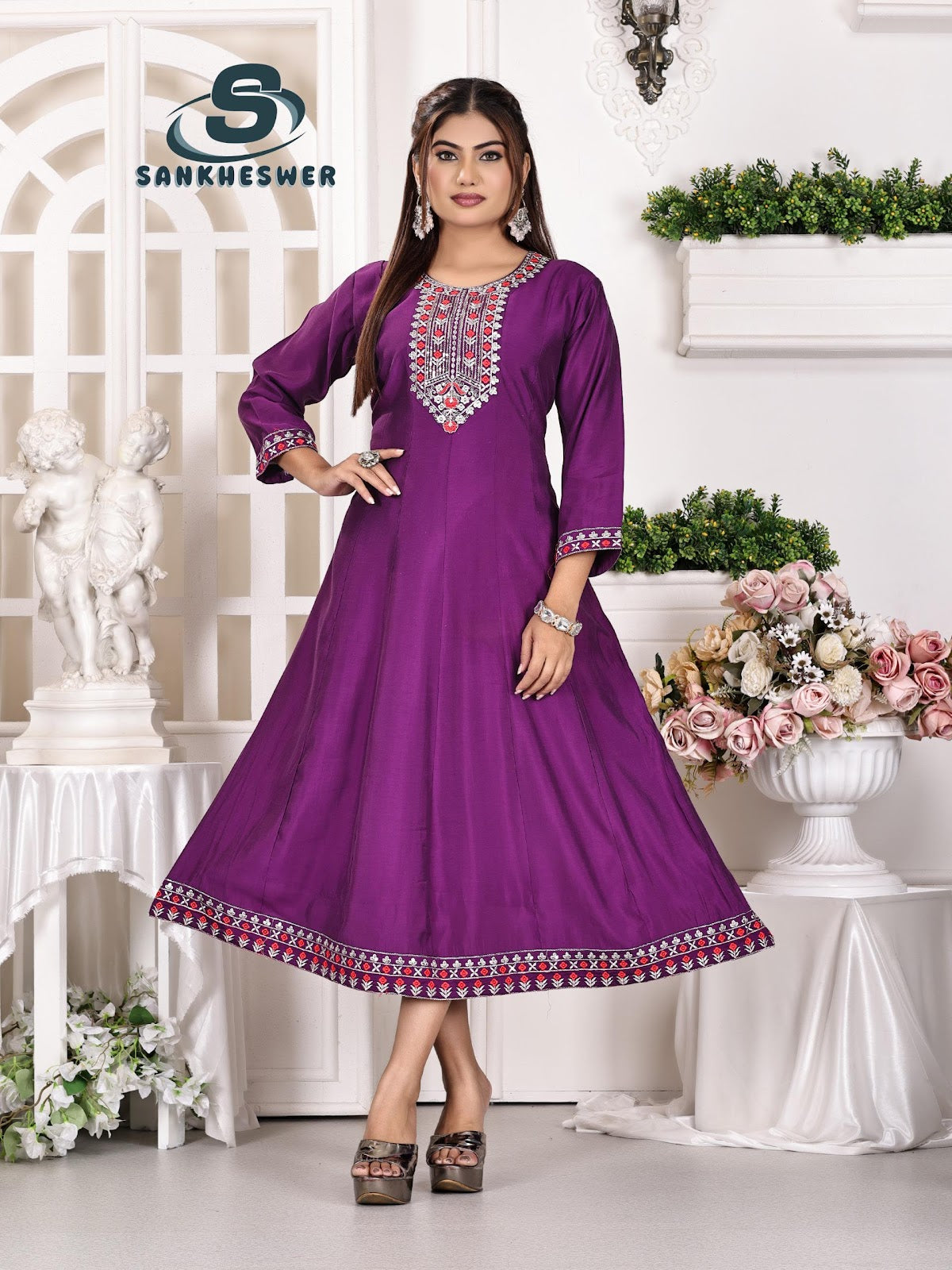 Anarkali Vol 1 Sankheswer Roman Silk Kurtis Exporter India