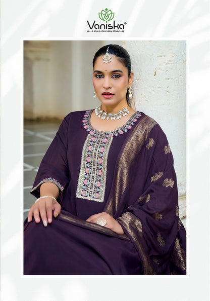 Anarkali Vol 1 Vaniska Chanderi Readymade Pant Style Suits Exporter