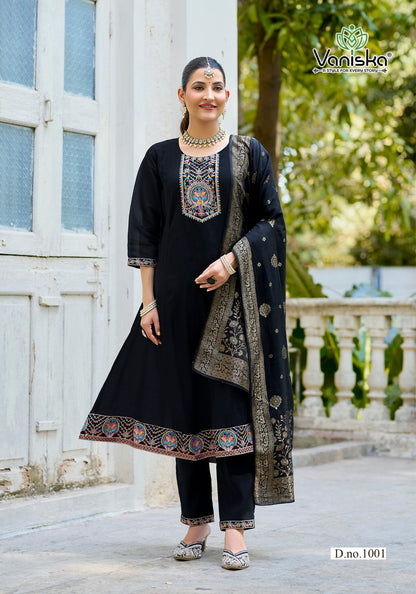 Anarkali Vol 1 Vaniska Chanderi Readymade Pant Style Suits Exporter