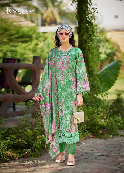 Anarkali Vol 25 Kavyakala Lawn Cotton Karachi Salwar Suits Supplier Ahmedabad