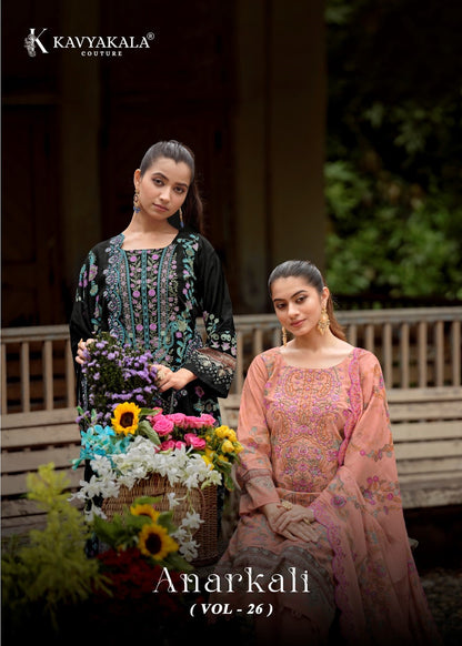 Anarkali Vol 26 Kavyakala Lawn Cotton Karachi Salwar Suits Wholesaler India