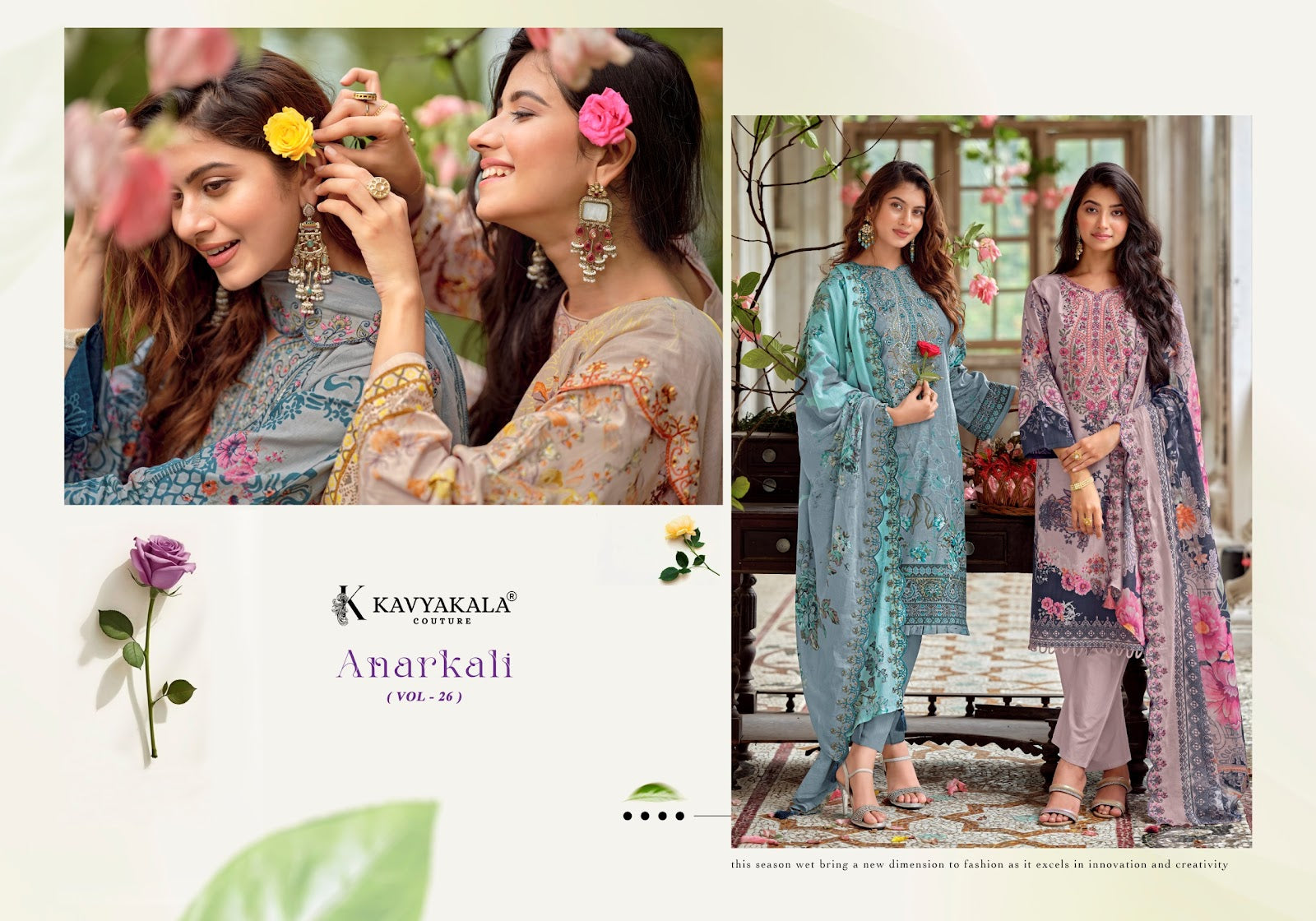Anarkali Vol 26 Kavyakala Lawn Cotton Karachi Salwar Suits Wholesaler India