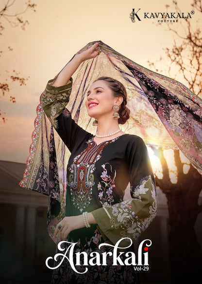 Anarkali Vol 29 Kavyakala Lawn Cotton Karachi Salwar Suits Exporter Ahmedabad