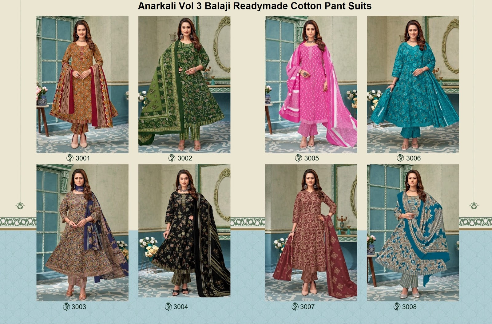 Anarkali Vol 3 Balaji Readymade Cotton Pant Suits Wholesale Price