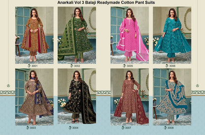 Anarkali Vol 3 Balaji Readymade Cotton Pant Suits Wholesale Price
