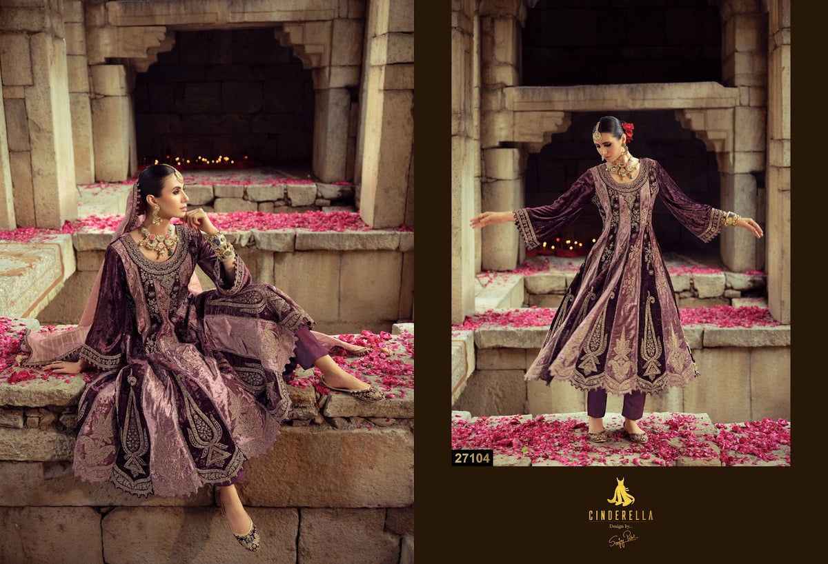 Anarkali Vol 3 Cinderella Viscose Velvet Suits Manufacturer India