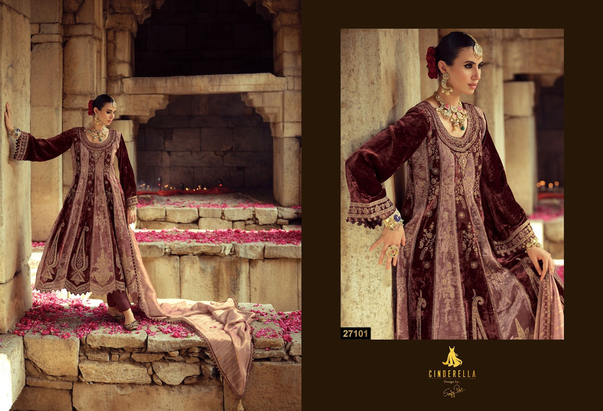 Anarkali Vol 3 Cinderella Viscose Velvet Suits Manufacturer India