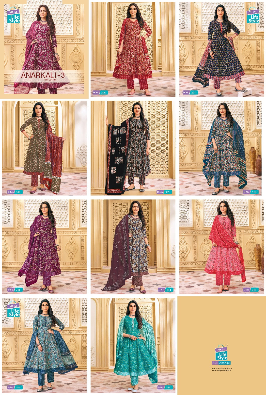 Anarkali Vol 3 Mcm Lifestyle Readymade Cotton Pant Suits Wholesale Price