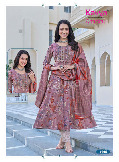 Anarkali Vol 4 Kavya Rayon Foil Readymade Pant Style Suits Manufacturer Ahmedabad
