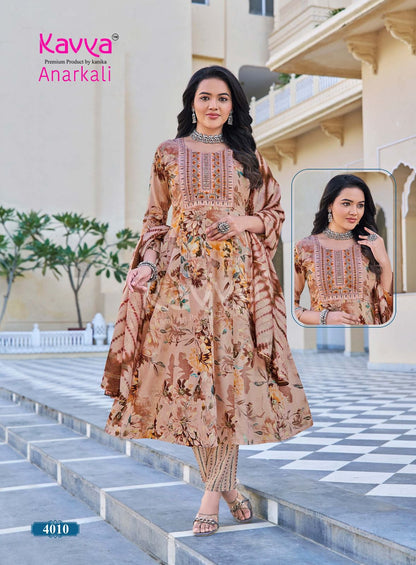 Anarkali Vol 4 Kavya Rayon Foil Readymade Pant Style Suits Manufacturer Ahmedabad