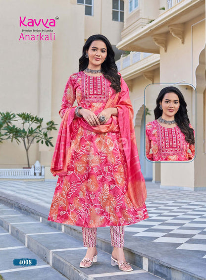 Anarkali Vol 4 Kavya Rayon Foil Readymade Pant Style Suits Manufacturer Ahmedabad