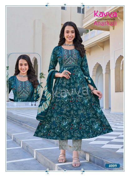 Anarkali Vol 4 Kavya Rayon Foil Readymade Pant Style Suits Manufacturer Ahmedabad