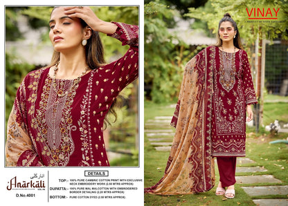 Anarkali Vol 4 Vinay Cambric Cotton Karachi Salwar Suits Wholesaler Ahmedabad