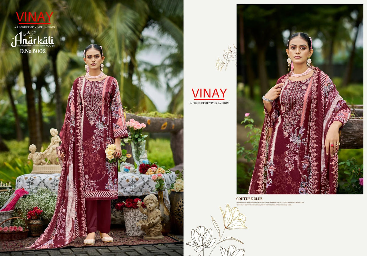 Anarkali Vol 5 Vinay Cambric Cotton Karachi Salwar Suits Supplier