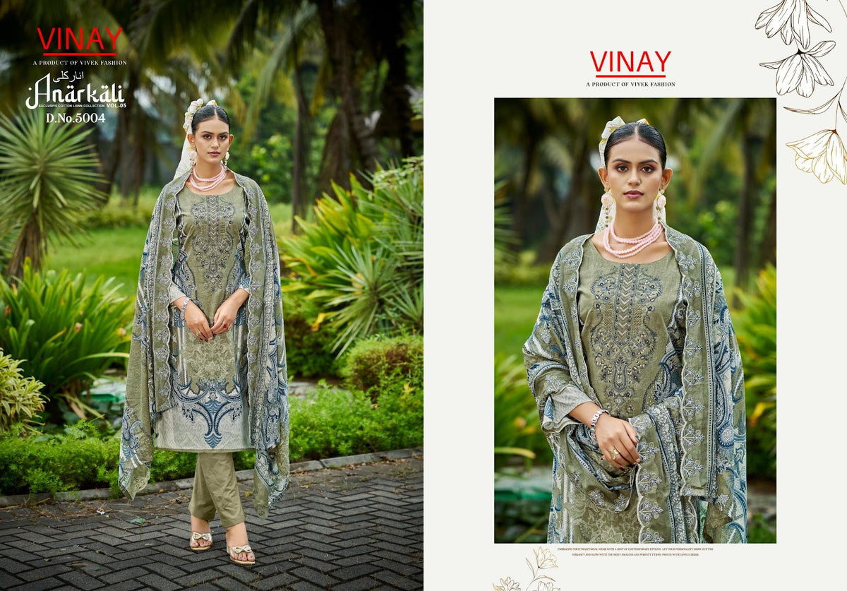 Anarkali Vol 5 Vinay Cambric Cotton Karachi Salwar Suits Supplier