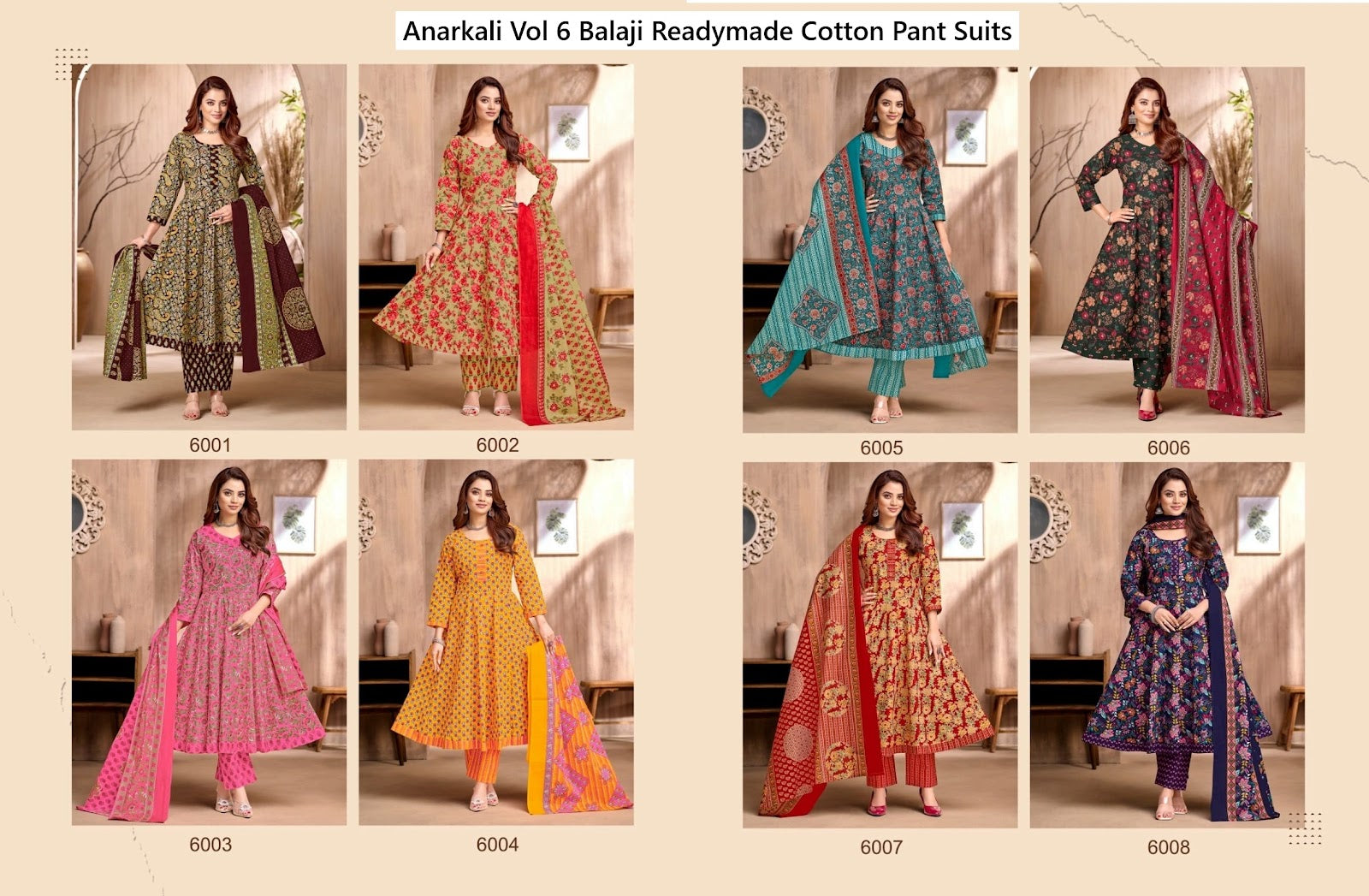 Anarkali Vol 6 Balaji Readymade Cotton Pant Suits Exporter India