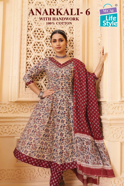 Anarkali Vol 6 Mcm Lifestyle Readymade Cotton Pant Suits Exporter India