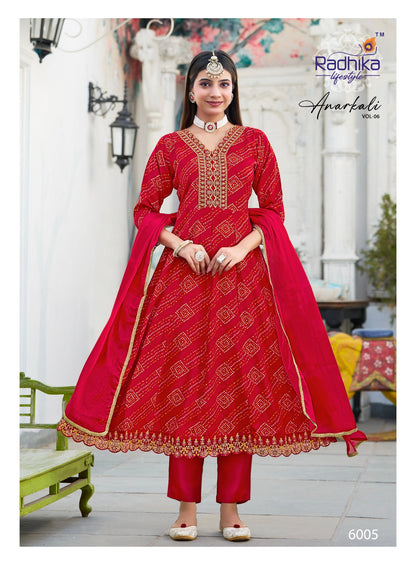 Anarkali Vol 6 Radhika Lifestyle Reyon Readymade Pant Style Suits Supplier