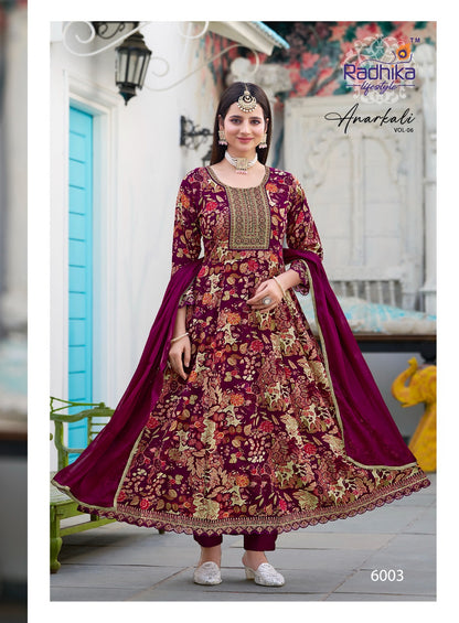 Anarkali Vol 6 Radhika Lifestyle Reyon Readymade Pant Style Suits Supplier