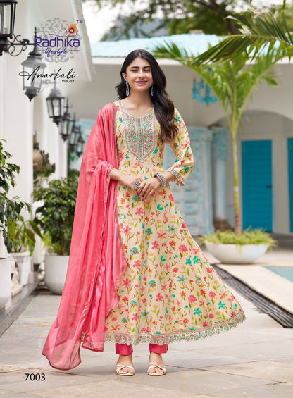 Anarkali Vol 7 Radhika Lifestyle Reyon Readymade Pant Style Suits Exporter