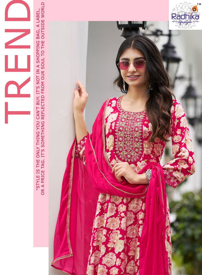 Anarkali Vol 7 Radhika Lifestyle Reyon Readymade Pant Style Suits Exporter