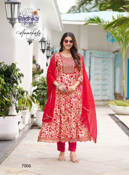 Anarkali Vol 7 Radhika Lifestyle Reyon Readymade Pant Style Suits Exporter